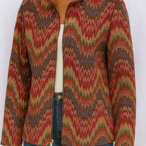 BonWorth Multicolor Knit Zip-Up Jacket – Size LP (Large Petite)
